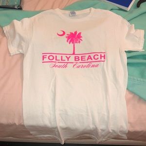 Neon pink Folly Beach shirt